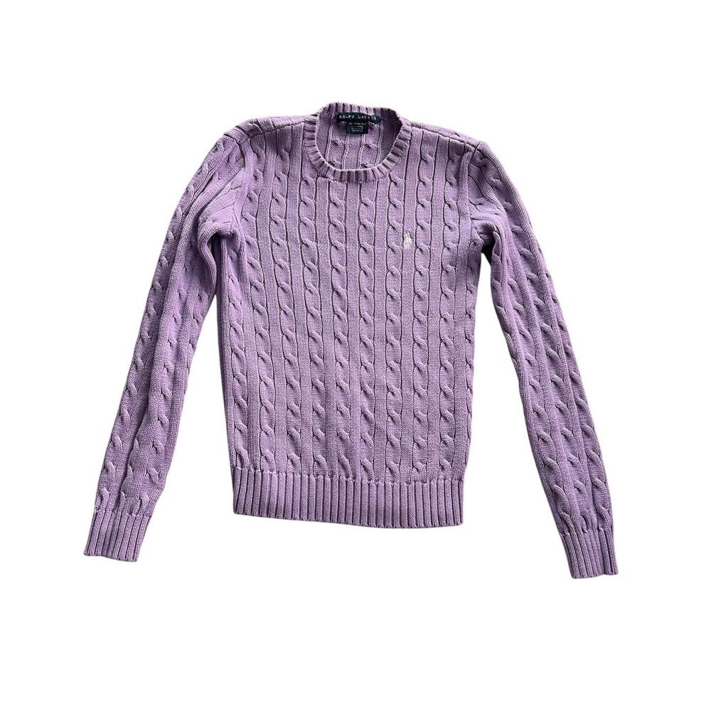 Ralph Lauren Lilac Purple Cable Knit Cotton Crewneck Sweater Women's Size **XS